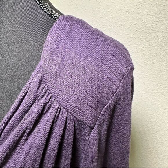 Banana Republic Purple Low V-Neck Wrap Blouse with Shoulder Design XL - Picture 5 of 8